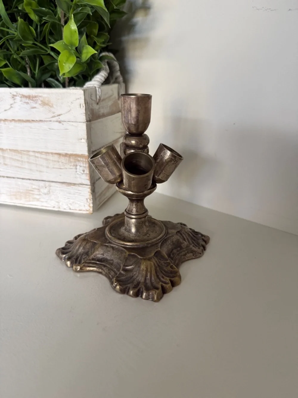 Fancy Lipstick Silver Plate Decorative Holder for Dresser/Bathroom Vanity VTG.